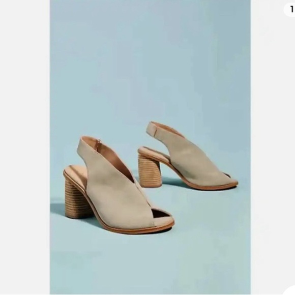 ANTHROPOLOGIE Suede Tracy Slingback Open Toes Shoes - Picture 1 of 8